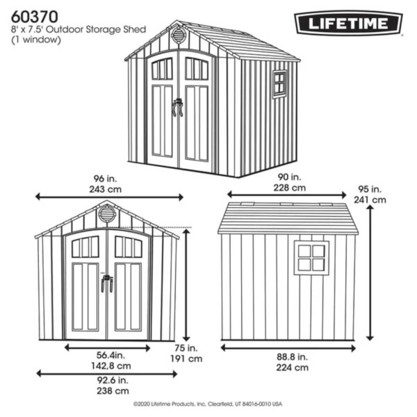 Lifetime 8 Ft. x 7.5 Ft. Outdoor Storage Shed