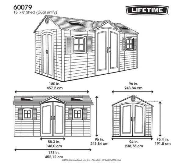 Lifetime 15 Ft. x 8 Ft. Outdoor Storage Shed