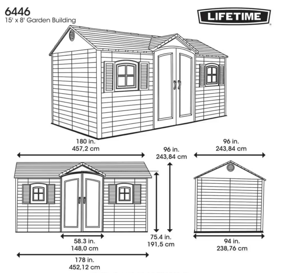 Lifetime 15 Ft X 8 Ft Outdoor Storage Shed – 60318