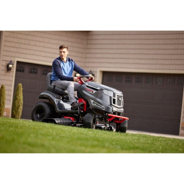 Troy-Bilt Bronco 42E XP 42 in. 56-Volt MAX 60 Ah Battery Lithium-Ion Electric Drive Cordless Riding Lawn Tractor