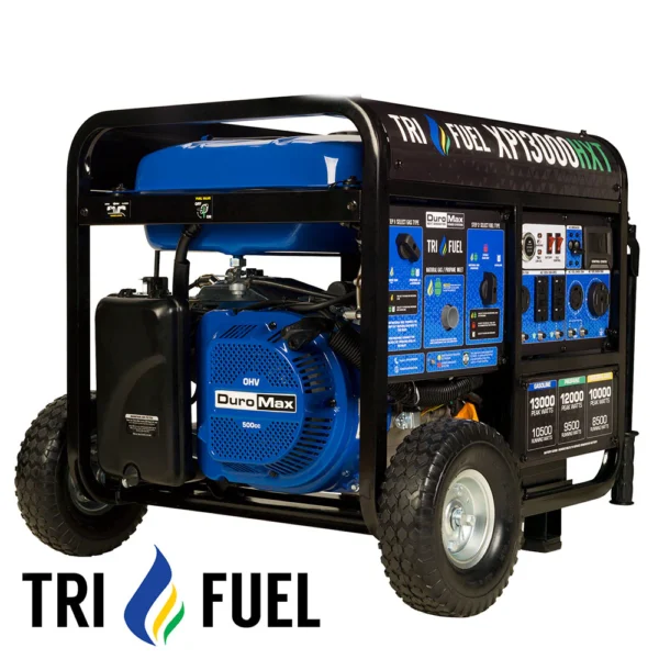 DuroMax XP13000HXT 13,000 Watt Electric Start Tri-Fuel Natural Gas/Propane/Gas Powered Portable Generator w/ CO Alert