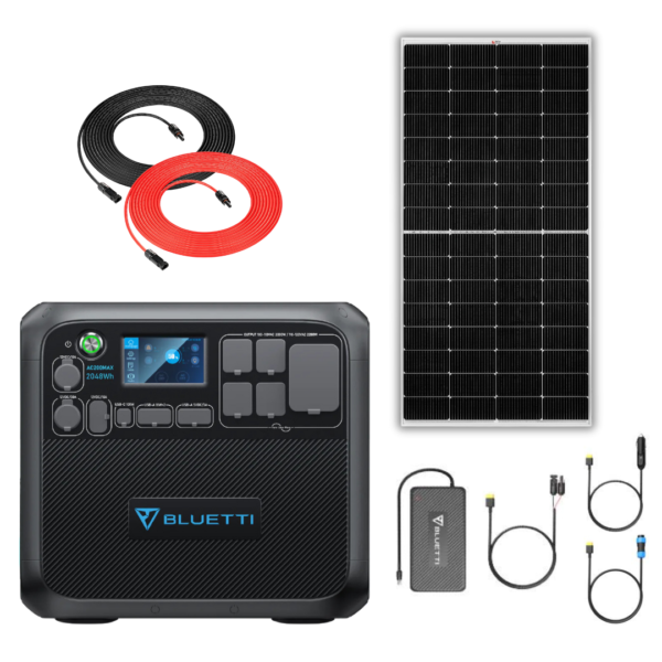 BLUETTI AC200MAX 2048Wh 2200W Solar Generator + 250W Rigid Monocrystalline Solar Panels Kit