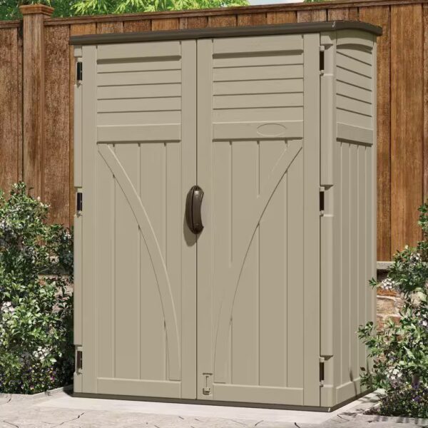 Suncast 54 Cubic Feet Vertical Storage Shed with Durable Plastic Construction