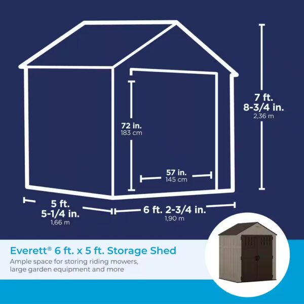 Suncast Everett® 6 ft. x 5 ft. Storage Shed – Dark Taupe BMS6511